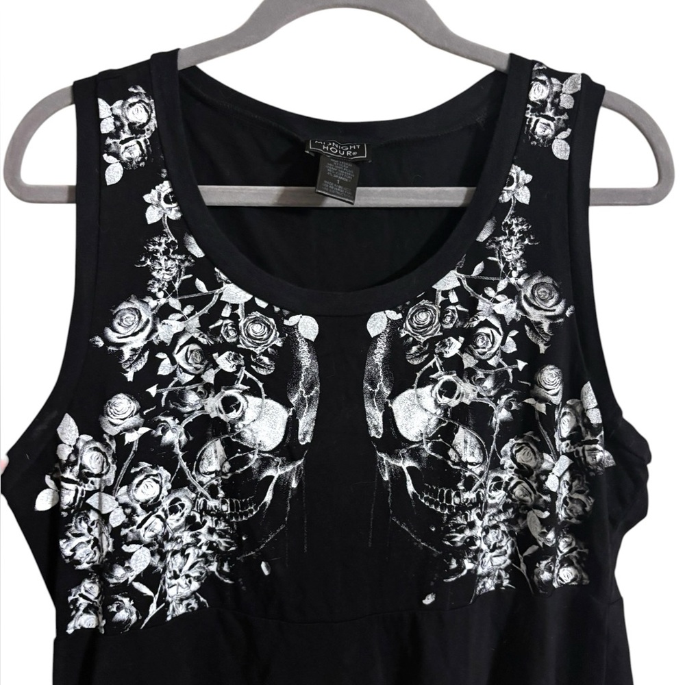 Hot Topic Midnight Hour Black Skull Floral Skater Dress 1X - Picture 2 of 4